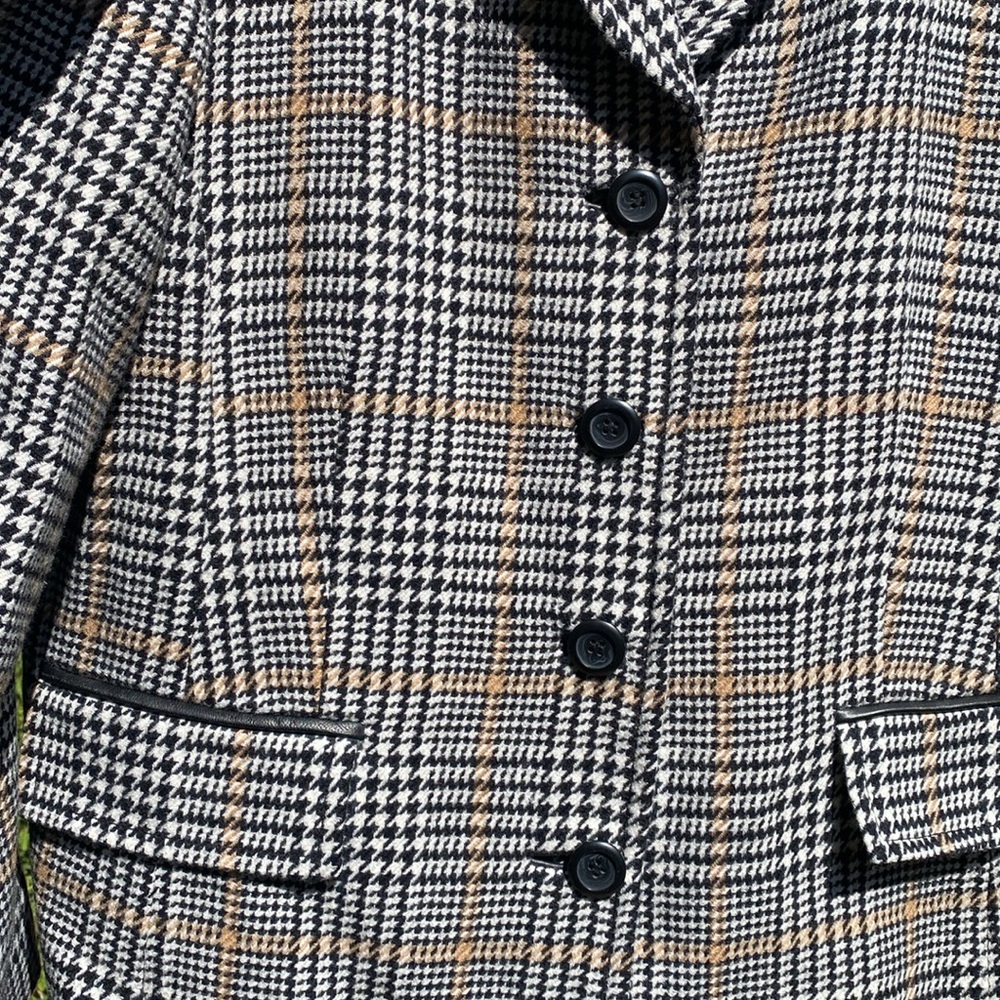 Pendleton Plaid 100% Merino Wool Coat with Lambskin Leather Trim Size 18 - Picture 14 of 16
